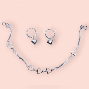 Sterling Silver Bracelet and Sterling Silver Loop Earrings